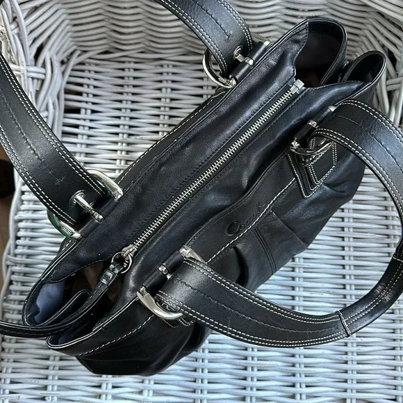 Coach Soho Black Pleated Leather Satchel - Picture 9 of 16